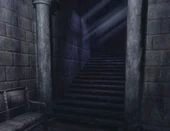 The stairwell leading to Garrett's apartment.