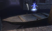A rowboat in Deadly Shadows.