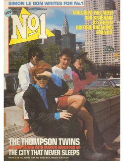 Thompson Twins (l-r): Alannah Currie, Joe Leeway, Tom Bailey on 01.03.1984.