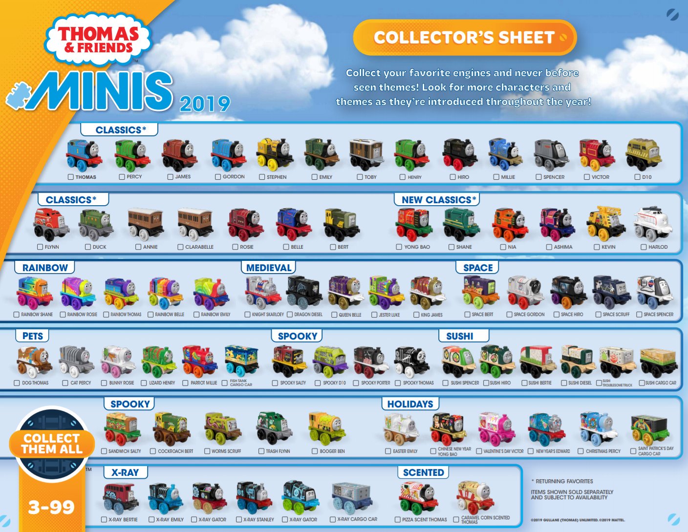 Thomas and friends sales minis list