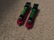 An ertl Lime green Henry and Apple green Henry.