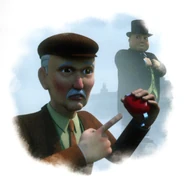 Cyril muestra un detonador de niebla a las locomotoras