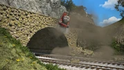 James descarrilado en el puente