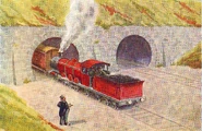 La locomotora que intenta empujar a Henry fuera del túnel Ballahoo