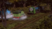 Thomas y Percy con Hiro en el escondite