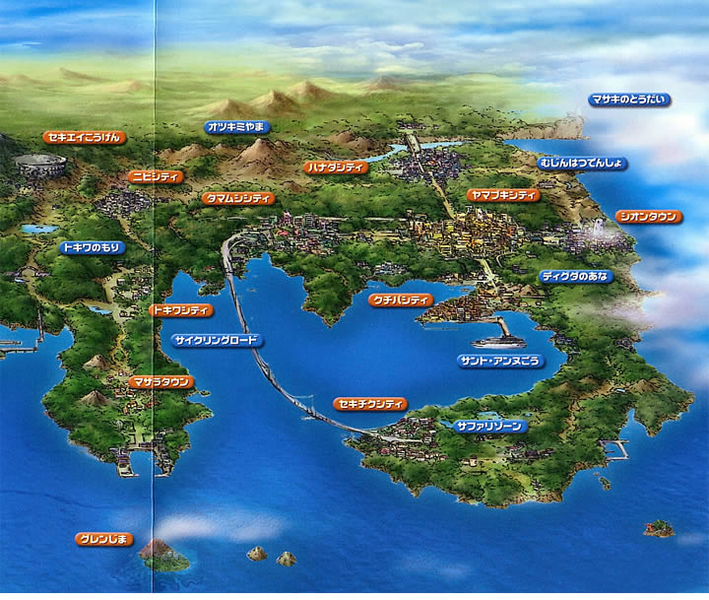 Pokémon World Map Kanto Johto Hoenn Sinnoh Orange Islands Sevii