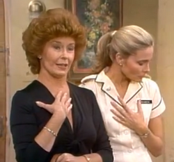 Sally Kemp as Mrs. Latham with Terri