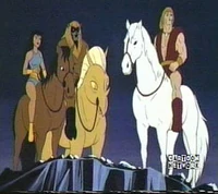Thundarr, Arial & Ookla on Horseback