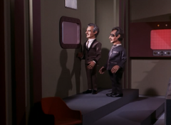 Sir Jeremy (left) and Borender watch the launch of the Sun Probe in secret ()