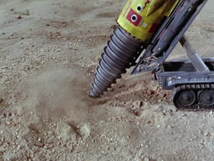 Scott starts to bore down to the pit wall