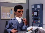 Eddie Houseman chats to Lester in the control room