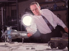 Garry Coxall on the set of Martian Invasion