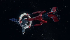 Thunderbird 3 docked in Thunderbird 5