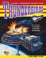 The cover of volume 5, which features Thunderbird 5 being struck by a meteor