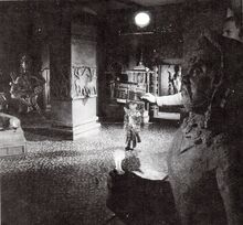 This picture shows the filming of the deleted scene with The Hood in his temple.