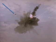 Arrow indicating piece of the target bouncing off background