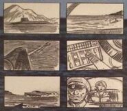 Storyboards for a deleted scene involving FAB 1