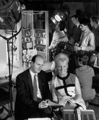 Alan Pattillo (in background on far left) on the set of Move - And You're Dead