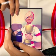 Lady Penelope holding a portrait of Sylvia