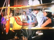 Wanda Webb (right) and crew with the Tiger Moth