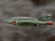 Thunderbird 2 flying through a snow storm