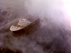 The tanker is spotted through the fog