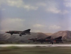 The three fighters taking off