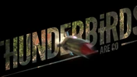 Thunderbird 1 flies through the logo...