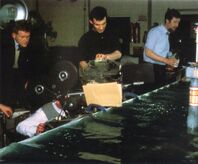 Michael Wilson (standing up on left) on the set of Atlantic Inferno