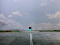 Runway lights show green for take-off