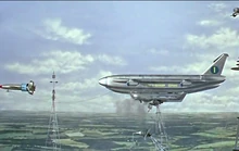 Skyship One gets stuck on the tower