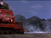 Hot tarmac at the rear of the vehicle