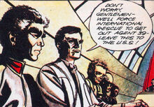 Shore, left, at the World Security Council meeting (The Trapped Spy)