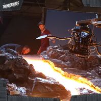 A behind the scenes look at the episode's lava rig