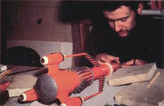 Brian Smithies at work on a model of TB3