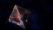 The Black Pyramid as seen flying through space