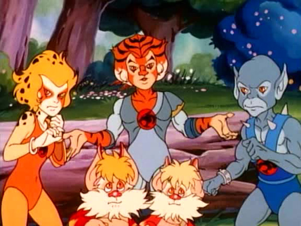 Thundercubs (YOUNG-Cheetara, -Tygra, -Panthero, -Snarf & -Snarfer) in the Canyons of Youth on planet Thundera