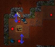 Red = possible waypoints; Blue arrows = directions to move the char ahead of the bot.