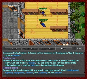 Seymour talking with a new player