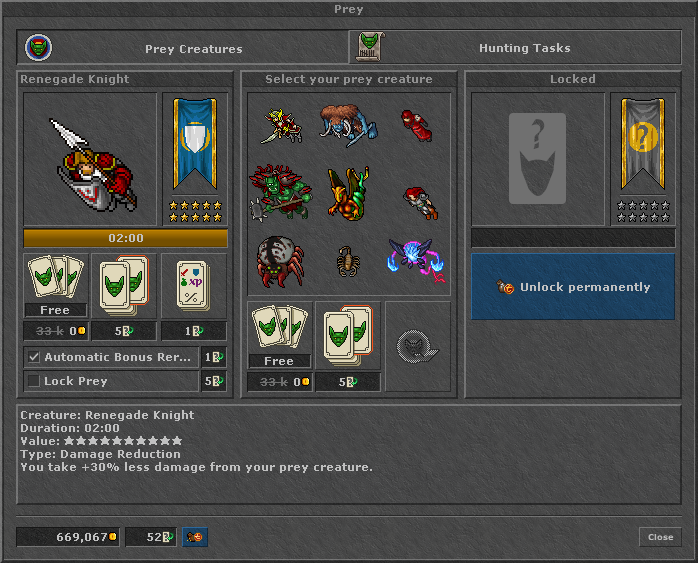 Portal Tibia - Prey System - Loot Bônus! Mais fotos: Informações