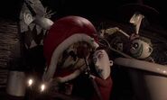 Barrel pushing Santa down to Oogie's lair.