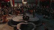 Tarrant making a speech to rally those who suffered under the Red Queen's tyranny.