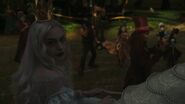 The White Queen seeing the Jabberwocky appear.