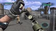 William Rush loading grenade launcher with one shell already inside