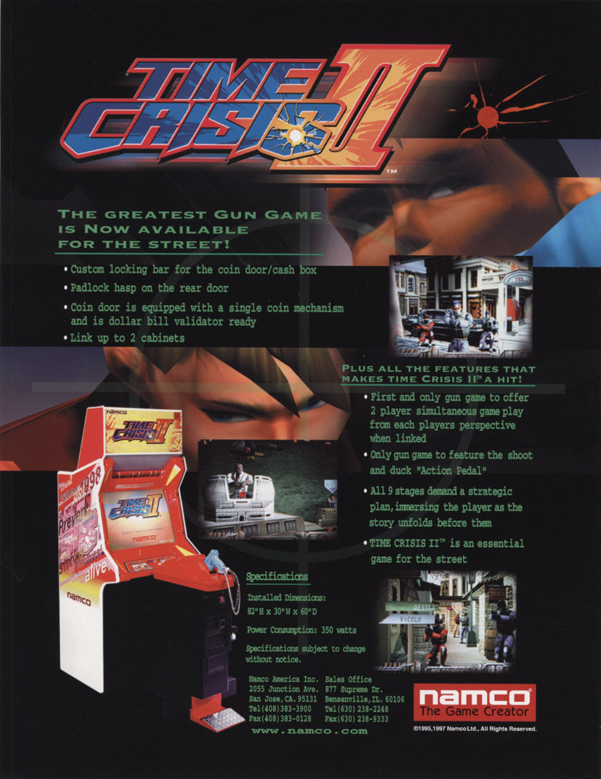 Time Crisis Arcade FLYER 1995 Original Namco Video Game Art Sheet Gun Shooting 