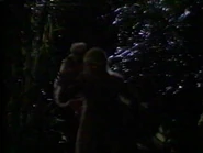 Morlocks chase The Time Traveler through the forest at night