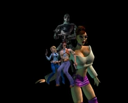 Render of Harry Tipper, Lt. Christine Malone, Ravelle Velvet, and Shock Trooper in TimeSplitters 1.