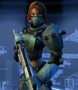 Corporal Hart in the character selection screen of TimeSplitters Future Perfect.
