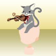 [Accessories - Bandannas and Headgear] Violin Cat with Ribbon Tie