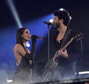 Tini Stoessel and Sebastian Yatra at Premios Juventud Awards in 2018